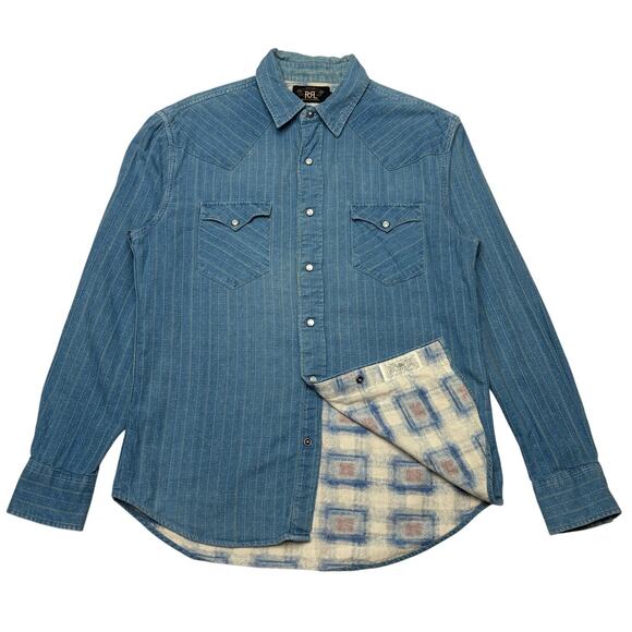 RRL Other - RRL Double RL Ralph Lauren Striped Plaid Lined Snap Shirt Men's M Southwestern